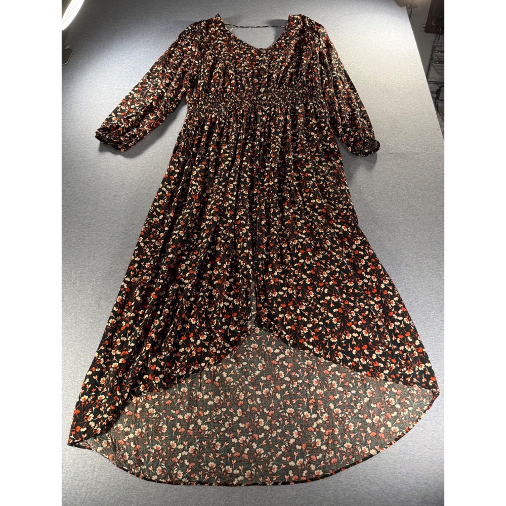 Lola Grace Floral High Low Maxi Dress Womens 2X Smocked Waist Rayon WDR112320-MR